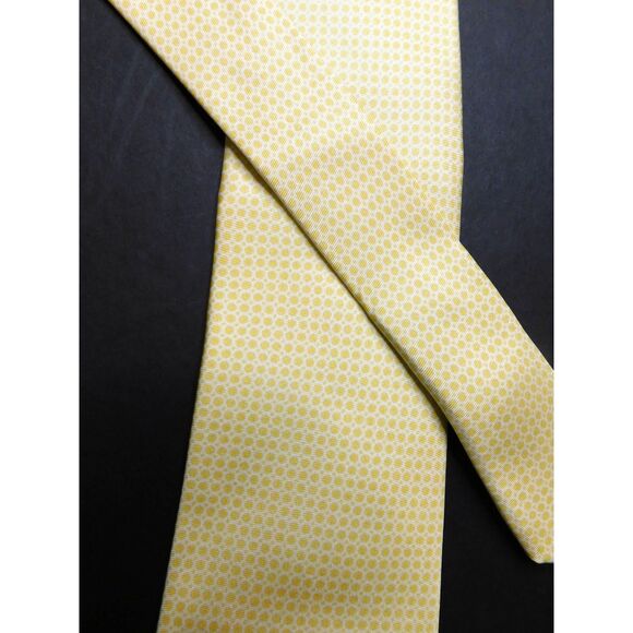 Michael Kors Men's Yellow Cream Neck Tie Silk Size 57 x 3 Micro Pattern - Picture 6 of 7